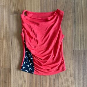 Marine Serre Red Tank Top with Moon Detail